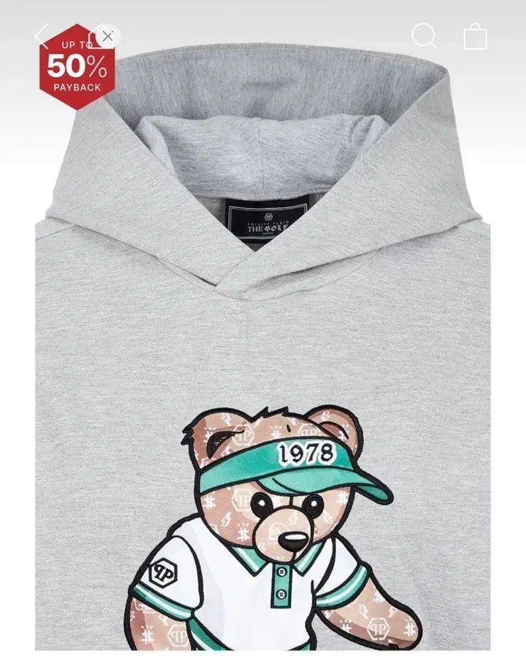 PHILIPP PLEIN フィリッププレイン テディベア ゴルフ フーディー グレー S サイズ WWW_SMP1DAWEKUDUS_SCH_ID