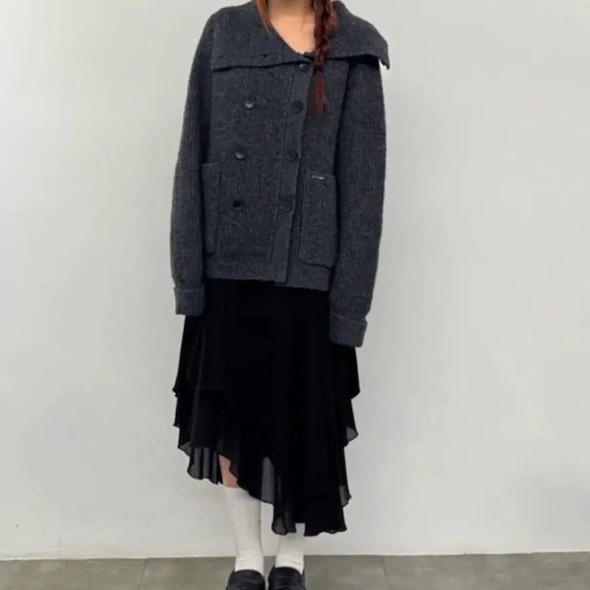 迷キー ソウル スカート Unbalanced layered skirt BLACK
