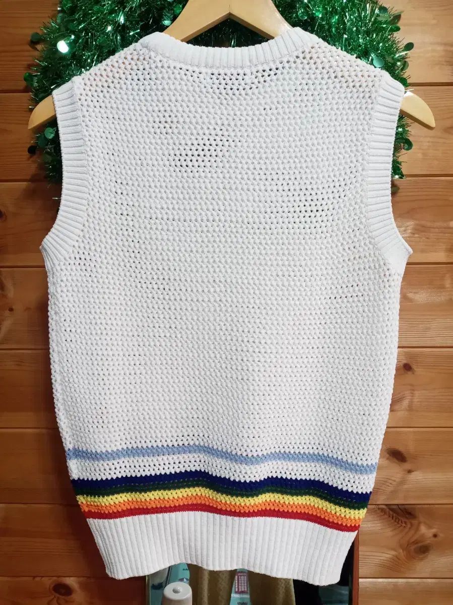 WAAC 白 ニット ベスト レインボー POINT