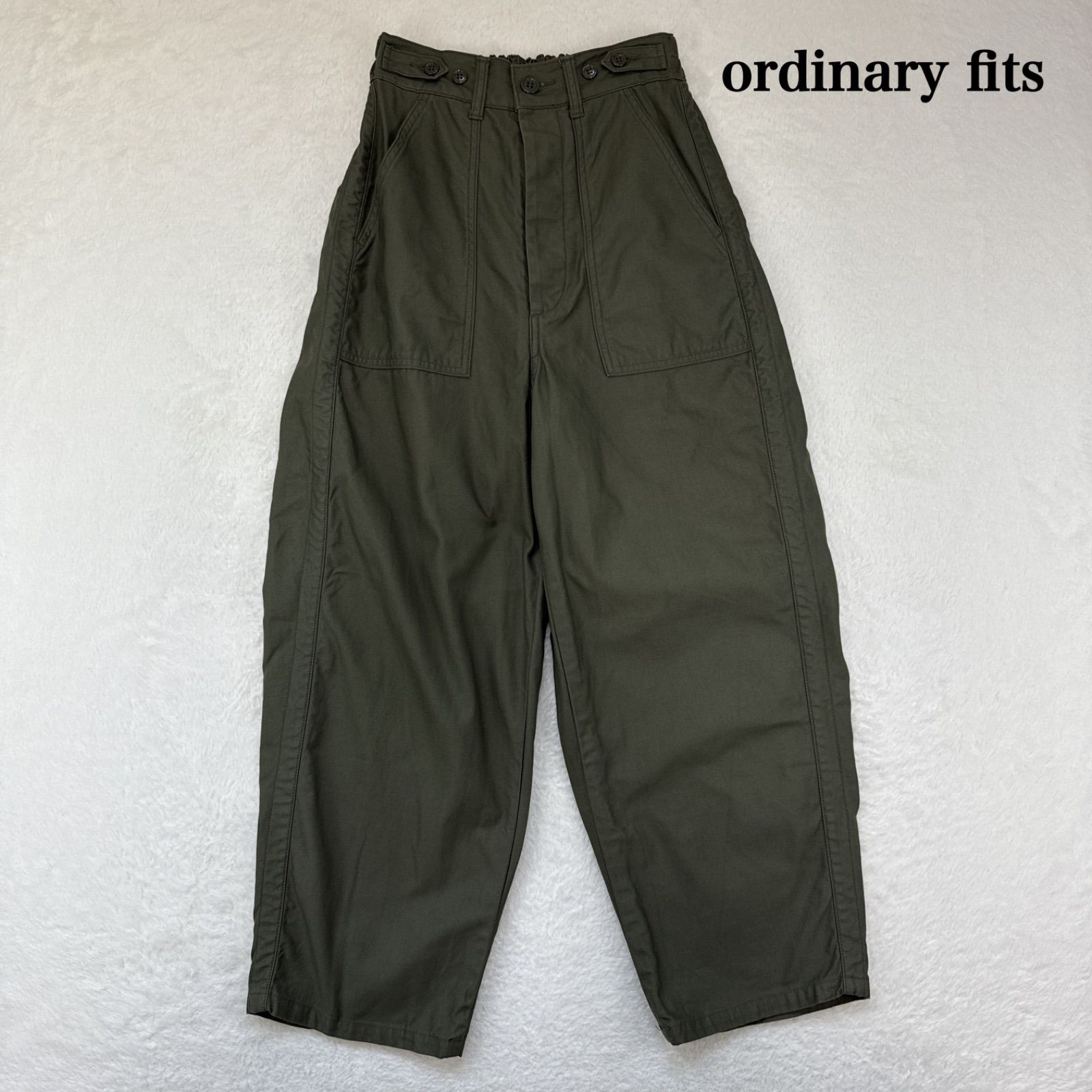 ordinary fits オーディナリーフィッツ ワイドベイカーパンツ ジェームスパンツ カーキ オリーブ サイズ00 コットン