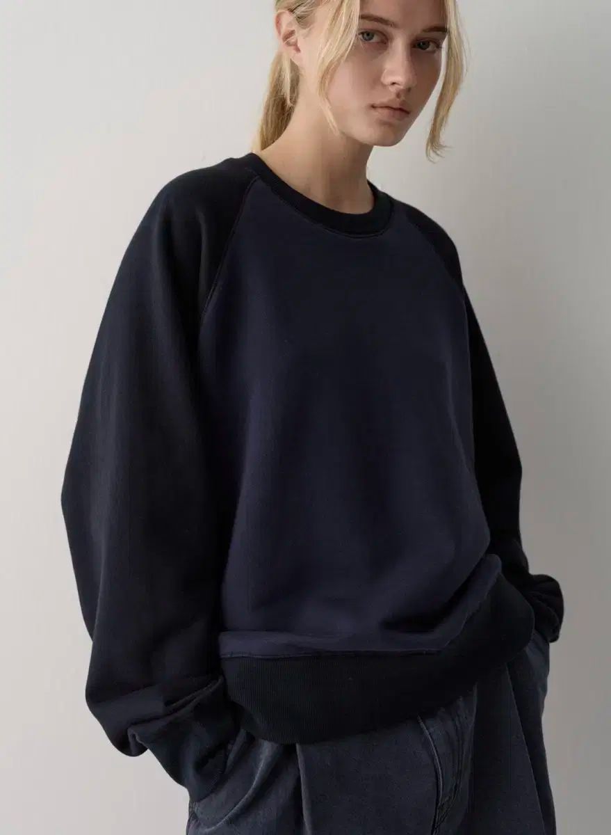 FACADE PATTERN ファサードパターン ヴィンテージ ラグラン スウェット シャツ ネイビー s