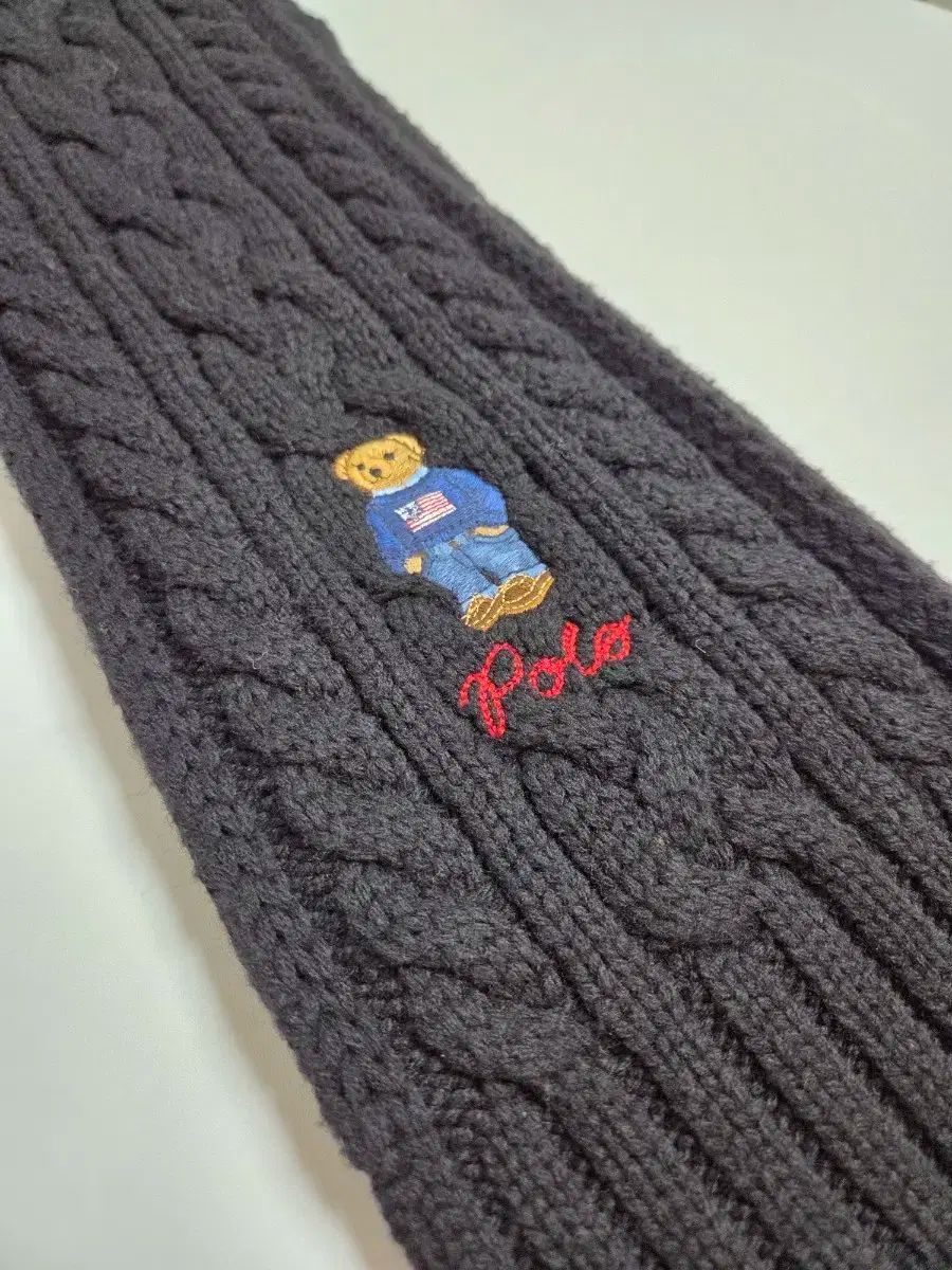 ポロ ラルフローレン ベア ロゴ ケーブル編み マフラー