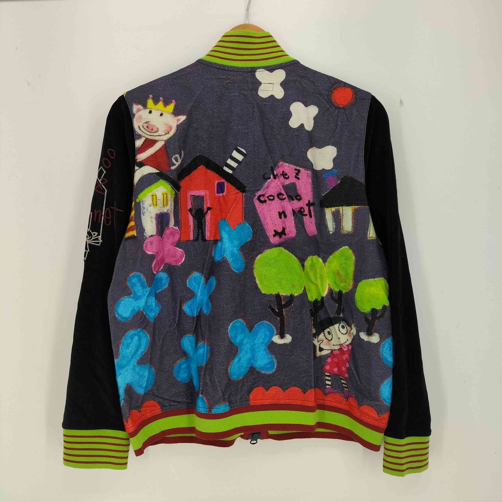 アルベロベロ OLLEBOREBLA オレボレブラ ブタさん chez cochonnet お絵描き ダブルジップ 袖切替 トラックジャケット メンズ 表記無