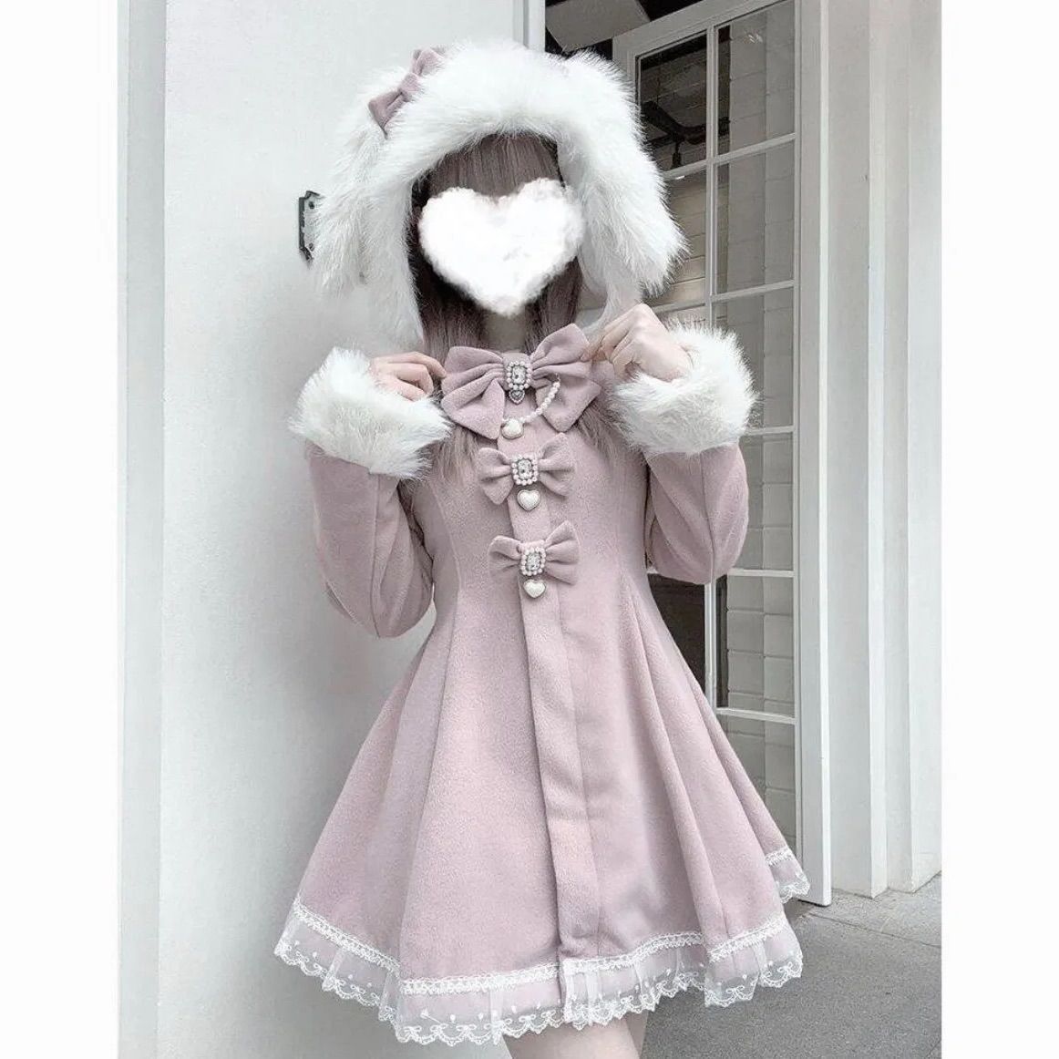 地雷系コート ロングコート ファーコート うさみみコート 量産型