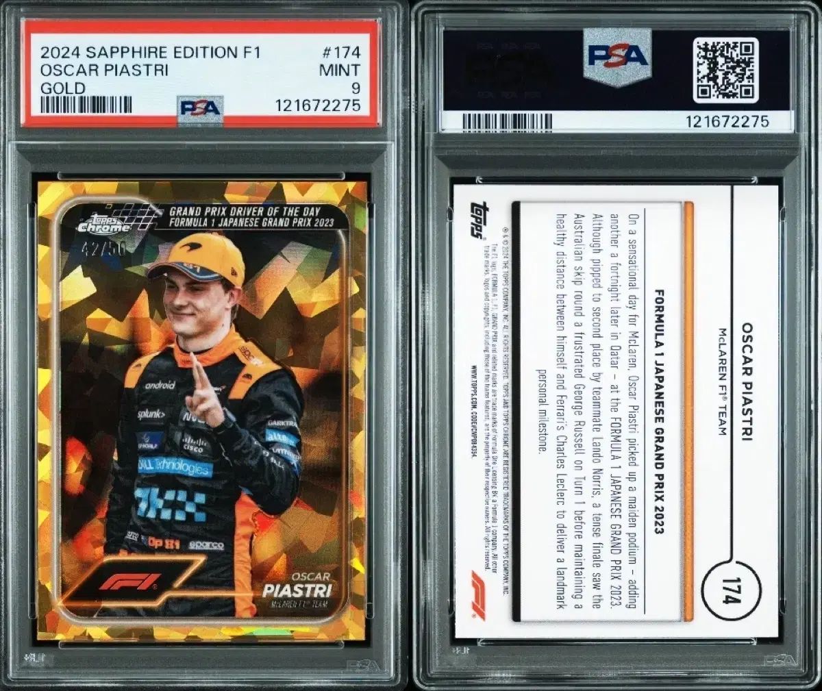 2025 TOPPS クロム サファイア オスカー ピアストリ GOLD PSA9