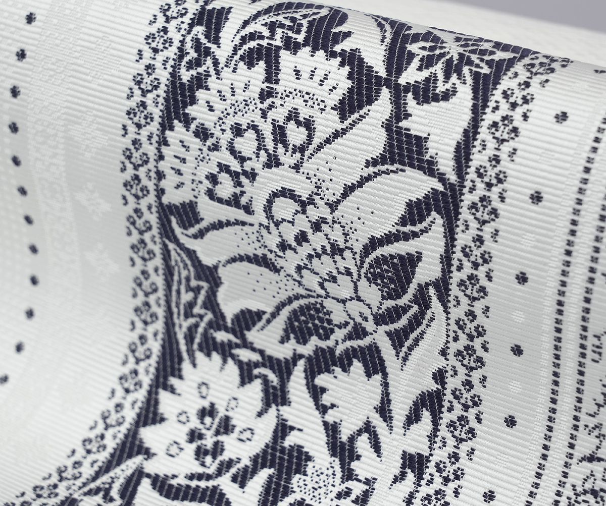  未仕立 博多帯 協和織 八寸名古屋帯 唐花間道 オフホワイト 仕立代込み 名古屋帯 帯