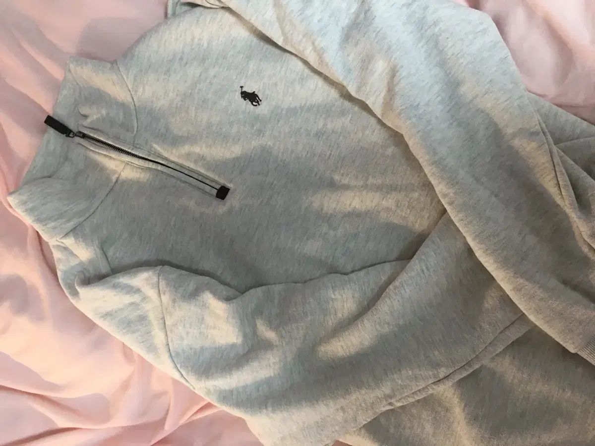 ポロ アイボリー ブラウン ハーフジップ