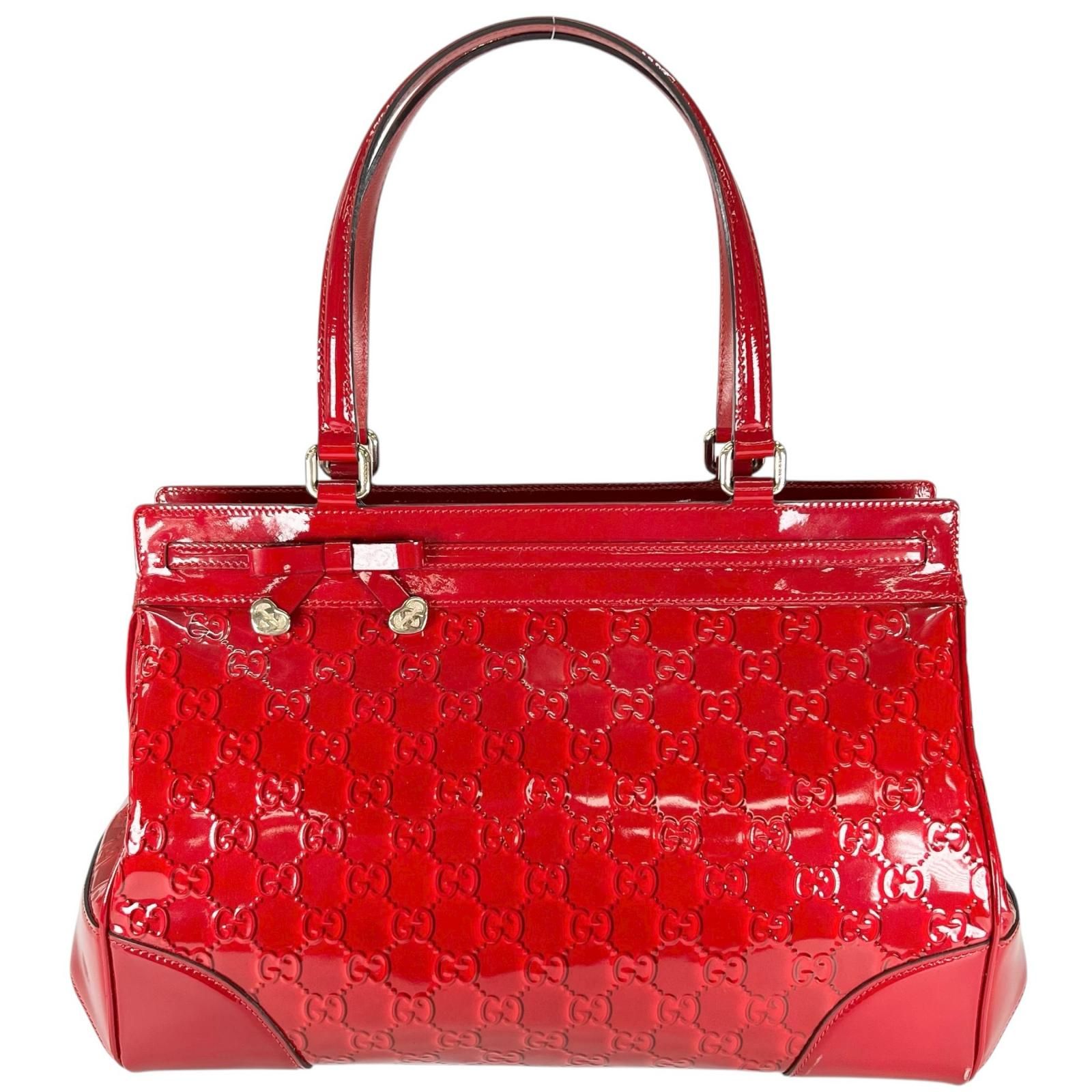 GUCCI グッチ メイフェア 257612 トートバッグ エナメル レザー レッド レディース