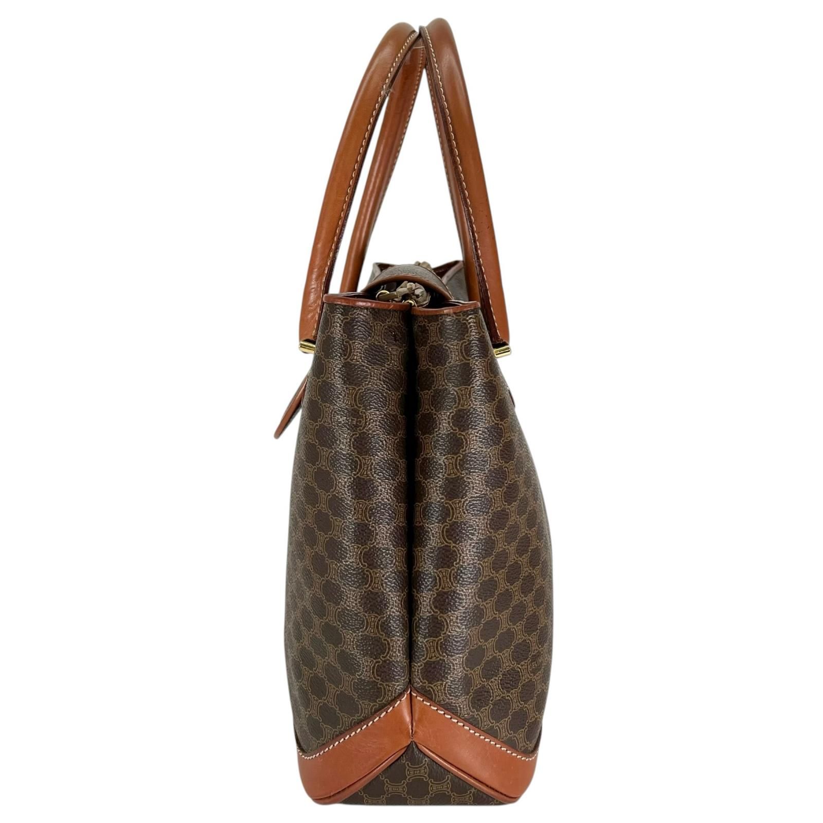  CELINE セリーヌ マカダム トートバッグ レザー ブラウン レディース トートバッグ バッグ