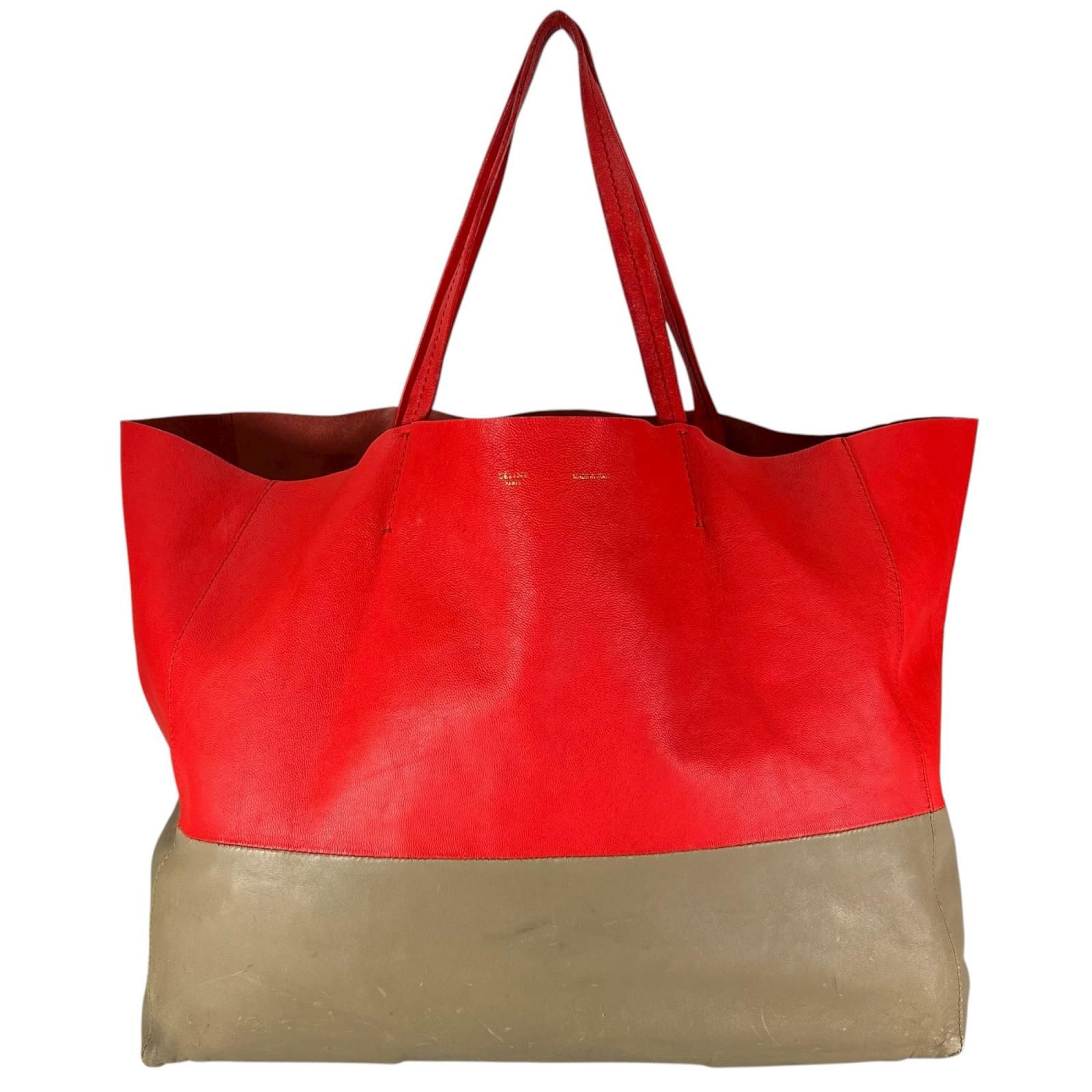 CELINE セリーヌ ホリゾンタルカバ レッド F-FA-0411 トートバッグ レザー レッド レディース