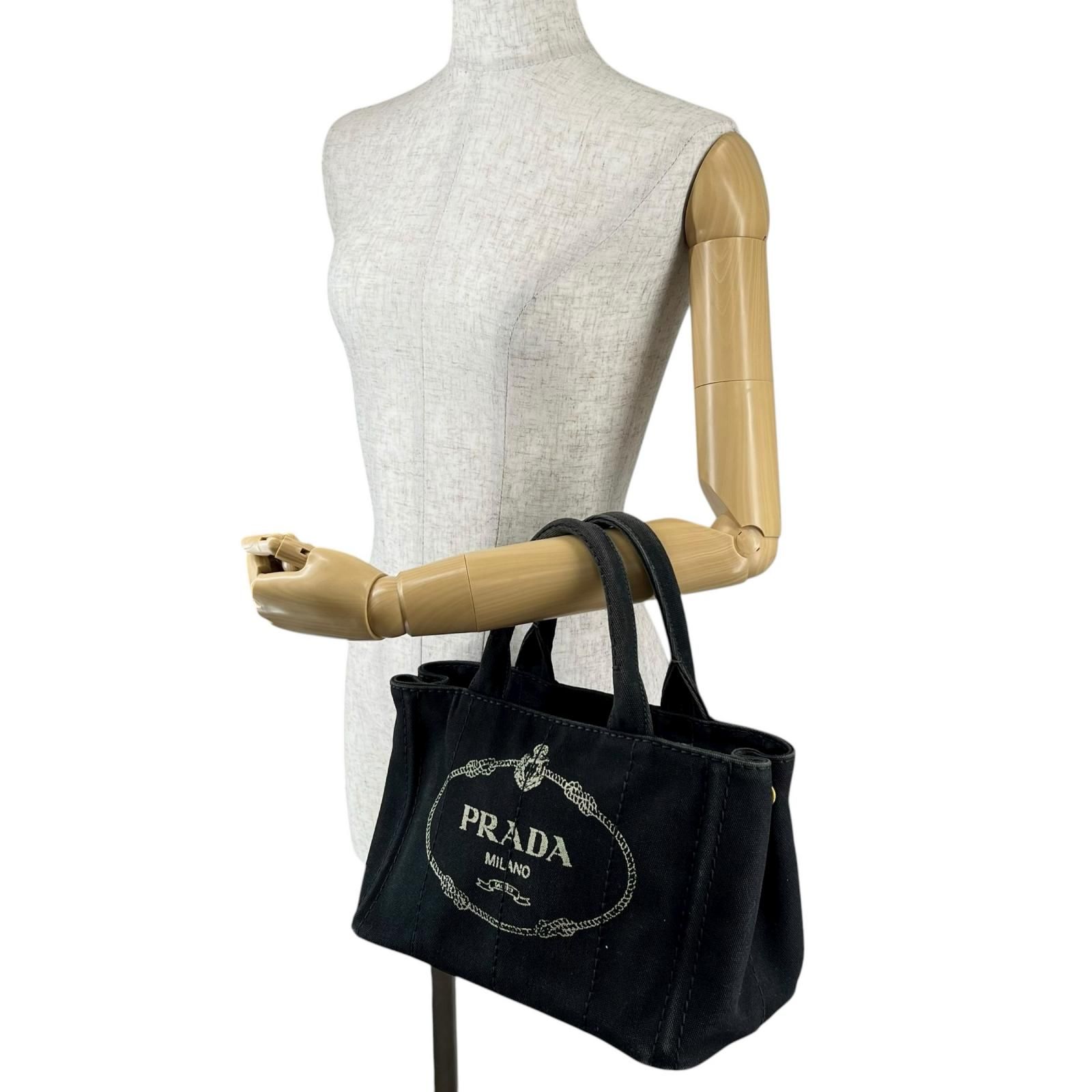 PRADA プラダ カナパ 1BG439 ハンドバッグ キャンバス ブラック 