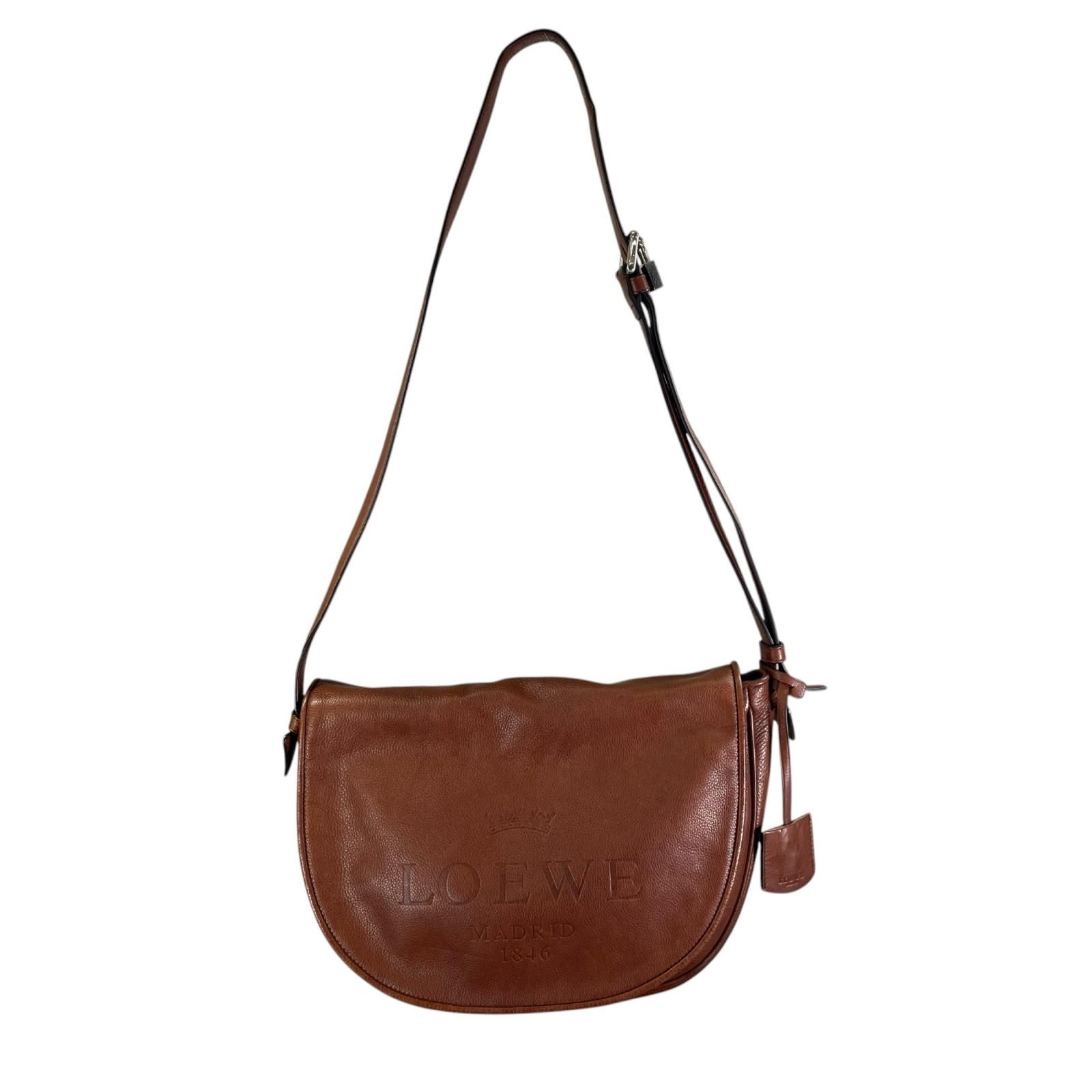 LOEWE ロエベ ヘリテージ ショルダーバッグ レザー ブラウン