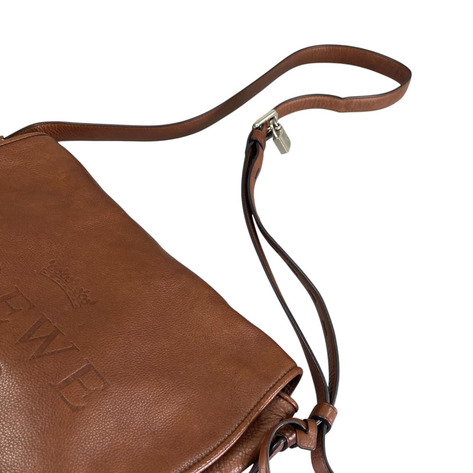 LOEWE ロエベ ヘリテージ ショルダーバッグ レザー ブラウン