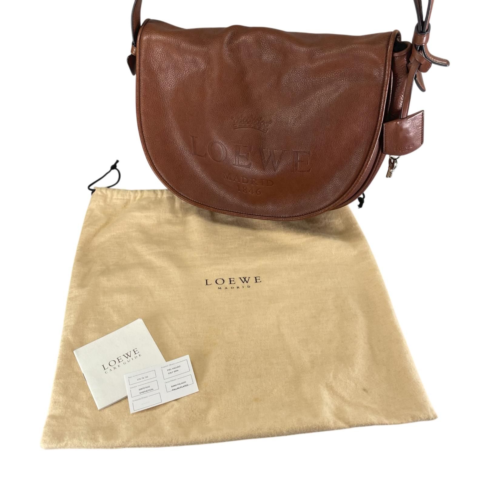 LOEWE ロエベ ヘリテージ ショルダーバッグ レザー ブラウン