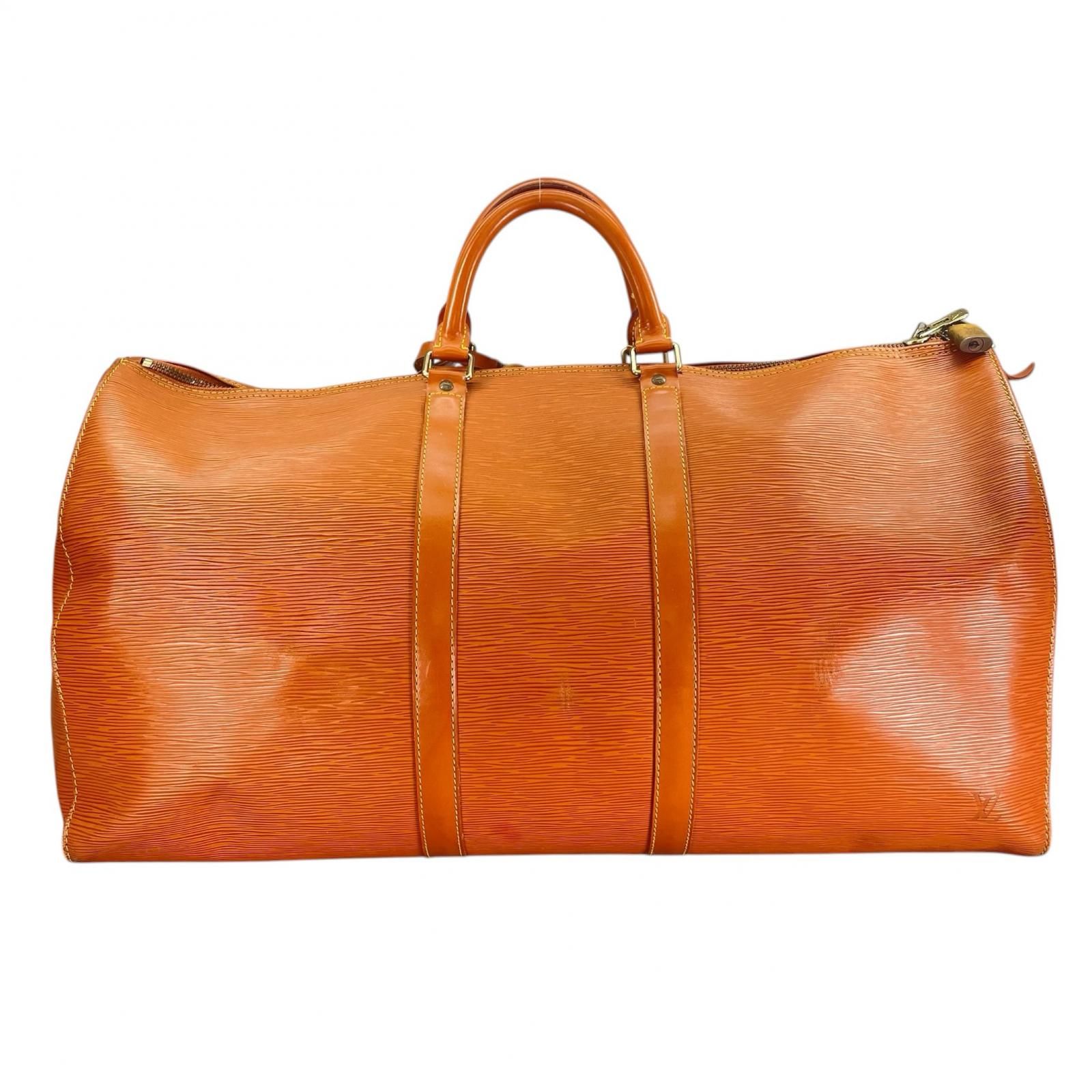 LOUIS VUITTON ルイ ヴィトン キーポル M42958 ボストンバッグ エピレザー オレンジ レディース