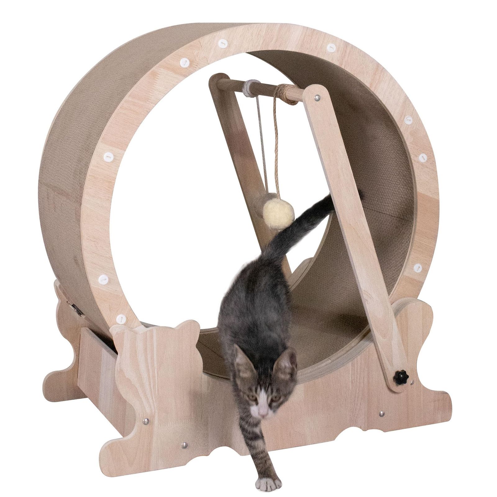 数量 Meowtopia キャットホイール 猫用回し車 ランニングホイール 自走式 木製 組み立て簡単 爪とぎ-おもちゃ付き 運動不足解消 ストレス発散 日本語マニュアル