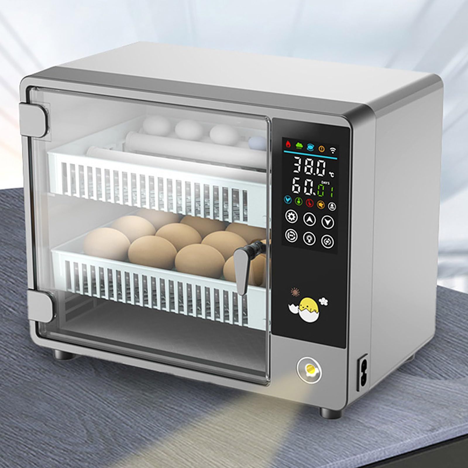 数量 自動転卵機 智能温度制御搭載 24個収容 鶏卵 孵卵器 家庭用 パoultry育成にも最適 米国プラグ対応 110V