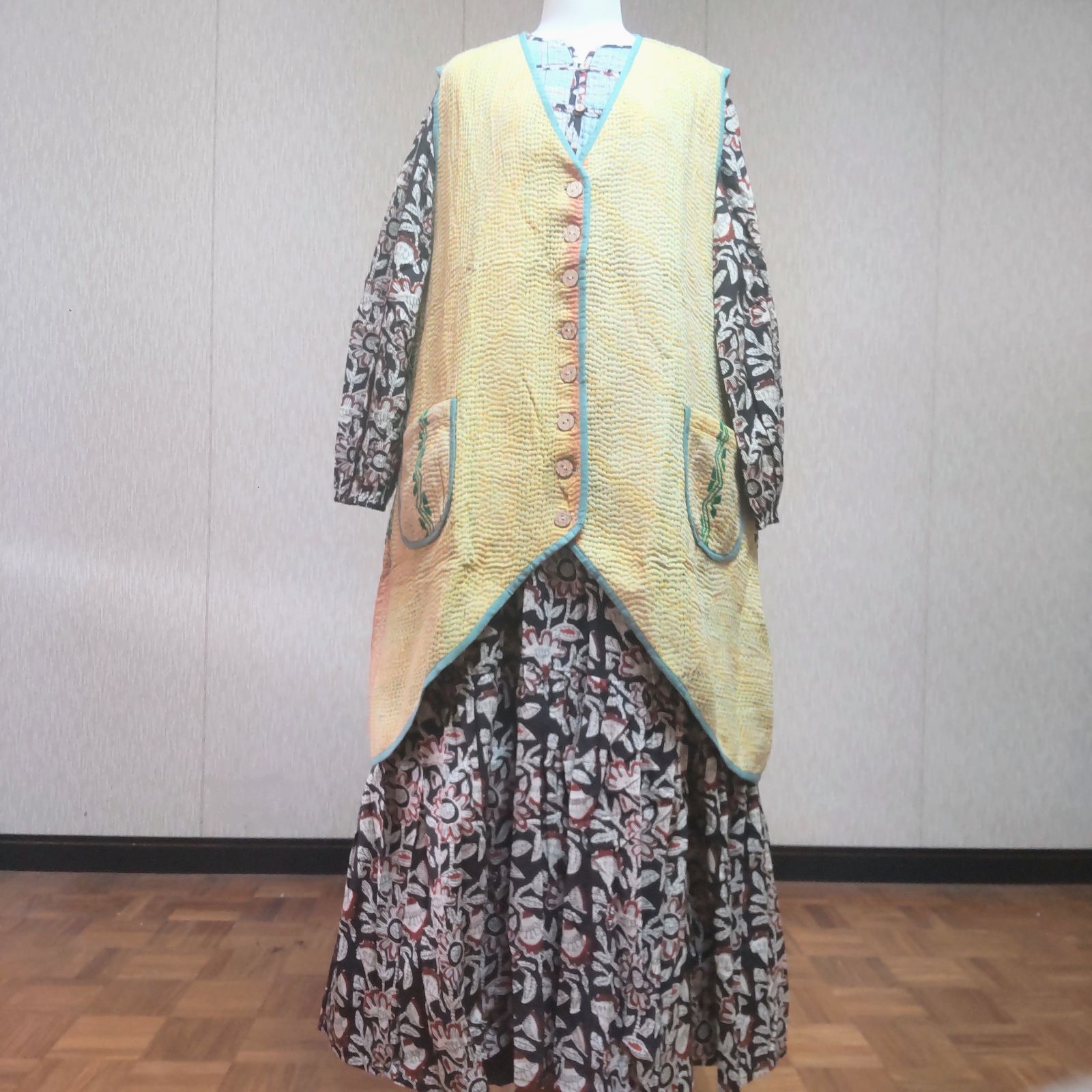 2 グドゥリー ロングベスト ジャケット ヴィンテージ パッチワーク