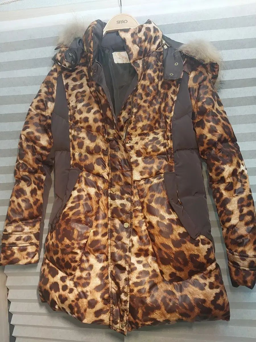 ヒョウ柄 天然ダウン アウター 66サイズ