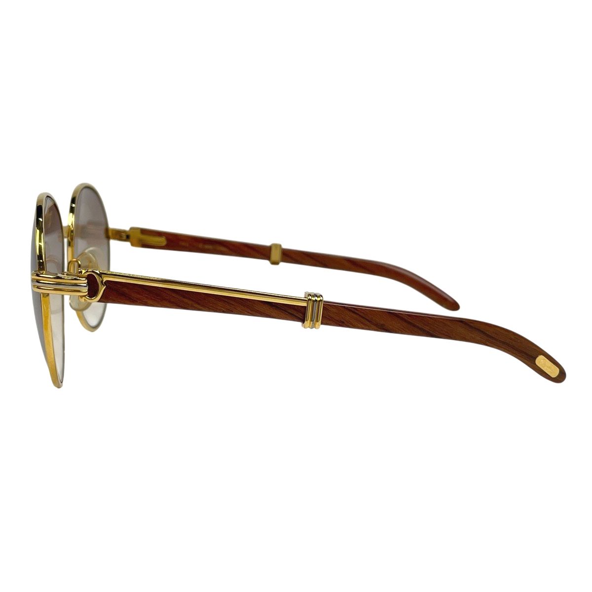 カルティエ CARTIER トリニティ メガネ ロゴ ウッドテンプル レンズ 度なし 135 b 眼鏡 メタル ウッド ゴールド ブラウン レディース