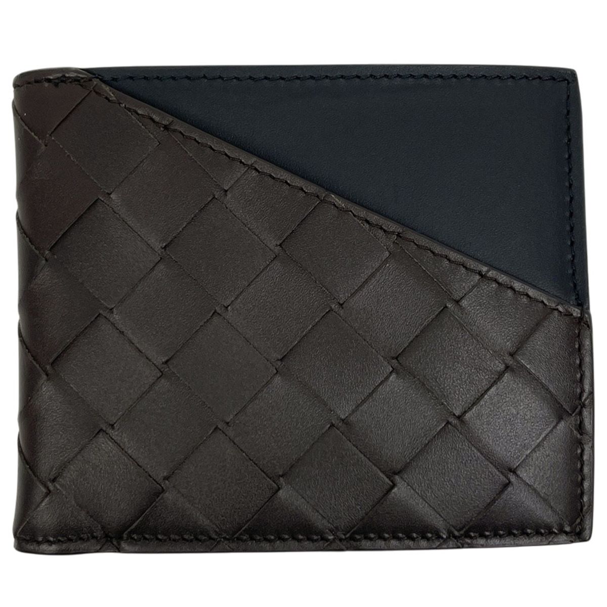 ボッテガヴェネタ BOTTEGAVENETA イントレチャート 二つ折り 財布 札入れ 二つ折り財布 レザー ダークブラウン ブラック メンズ