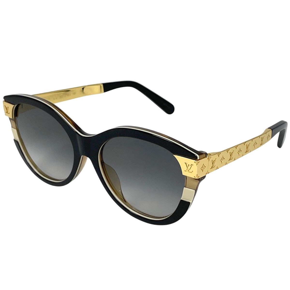 ルイ ヴィトン Louis Vuitton LV プティ スプソン キャットアイ アイウェア グラデーション モノグラム サングラス メタル ゴールド ブラック Z1857E レディース