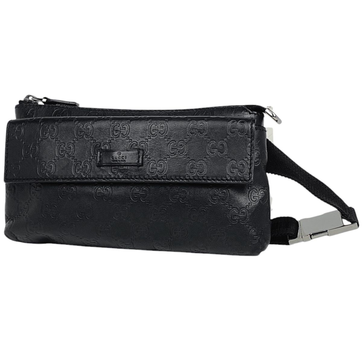 グッチ GUCCI GG柄 ウエストバッグ シグネチャー ウエストポーチ ボディバッグ ボディバッグ シマレザー ブラック 162916 レディース