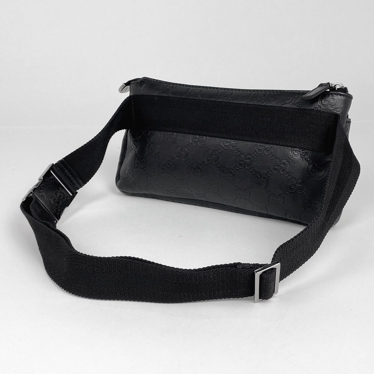 グッチ GUCCI GG柄 ウエストバッグ シグネチャー ウエストポーチ ボディバッグ ボディバッグ シマレザー ブラック 162916 レディース