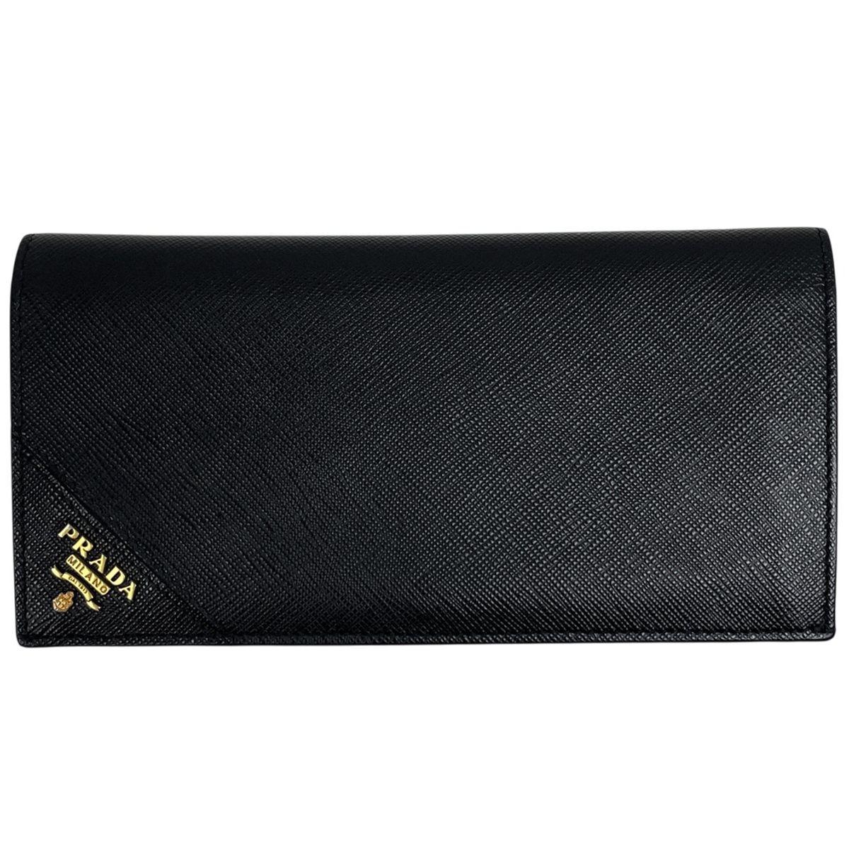 プラダ PRADA ロゴ 二つ折り 長財布 ドキュメントホルダー 札入れ 長財布 サフィアーノレザー ネロ ブラック 2MV341 メンズ
