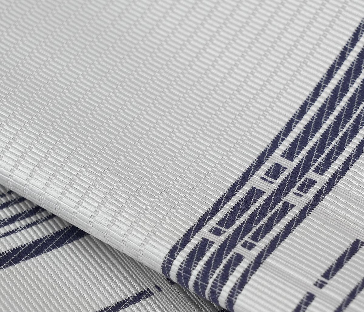  未仕立 博多帯 協和織 八寸名古屋帯 薄グレー地 格子柄 仕立代込み 名古屋帯 帯