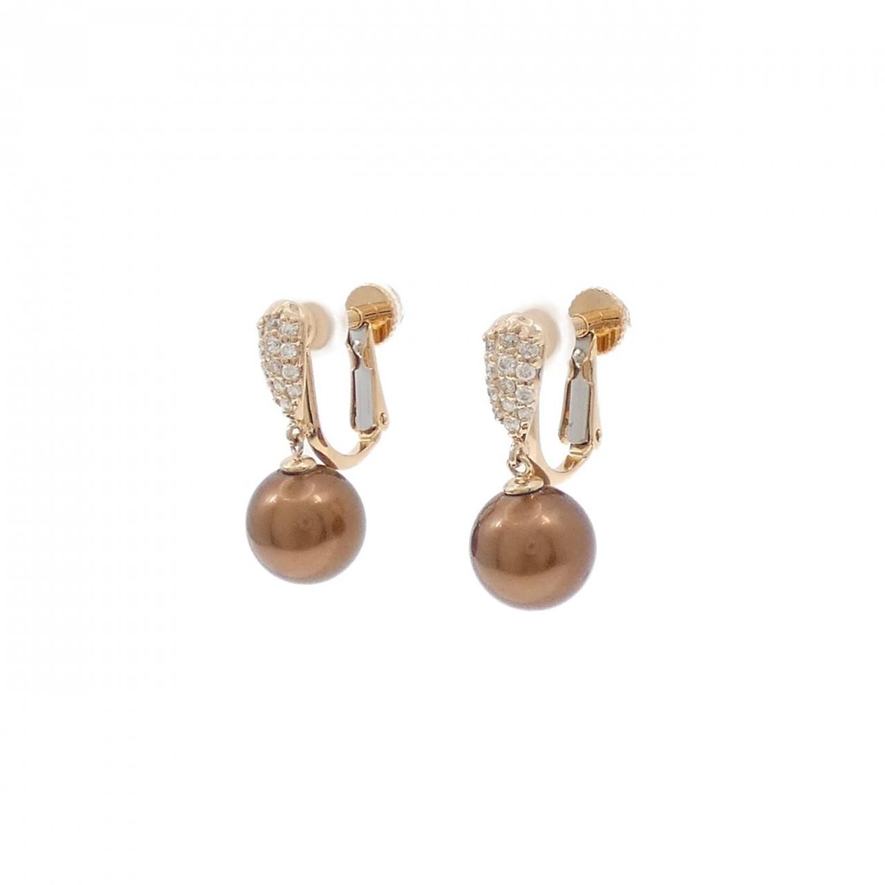 K 18 PG 黒蝶パール イヤリング 9.2 mm