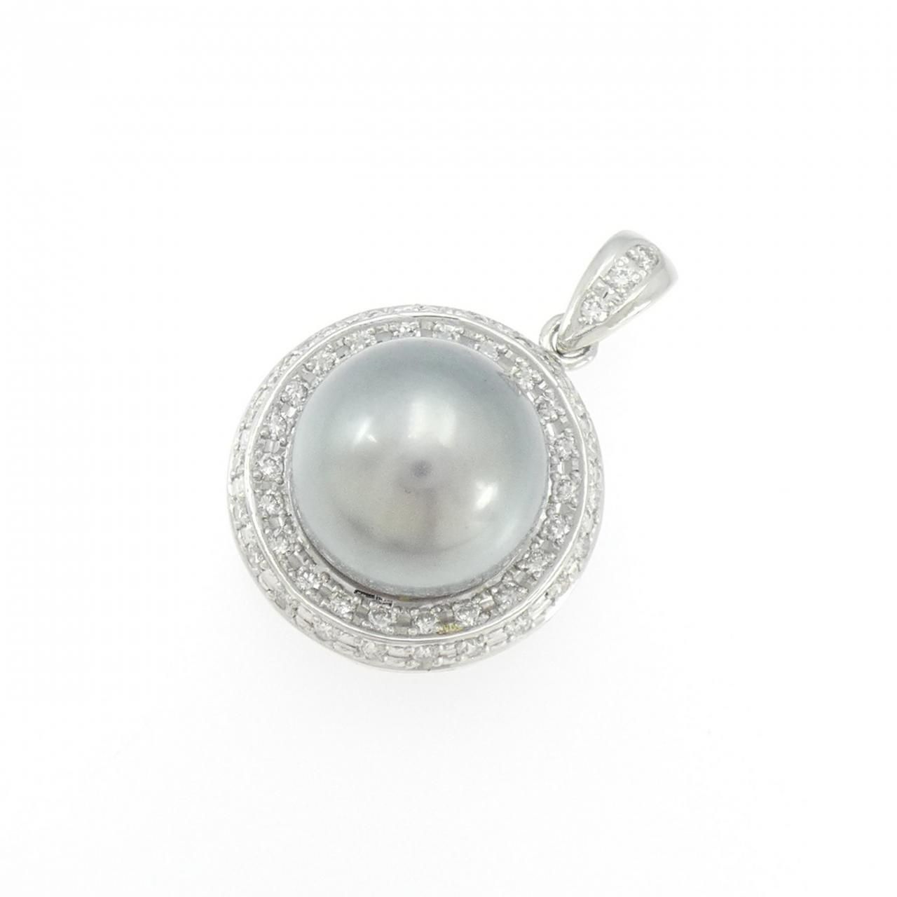 PT900 黒蝶パール ペンダント 12.9mm