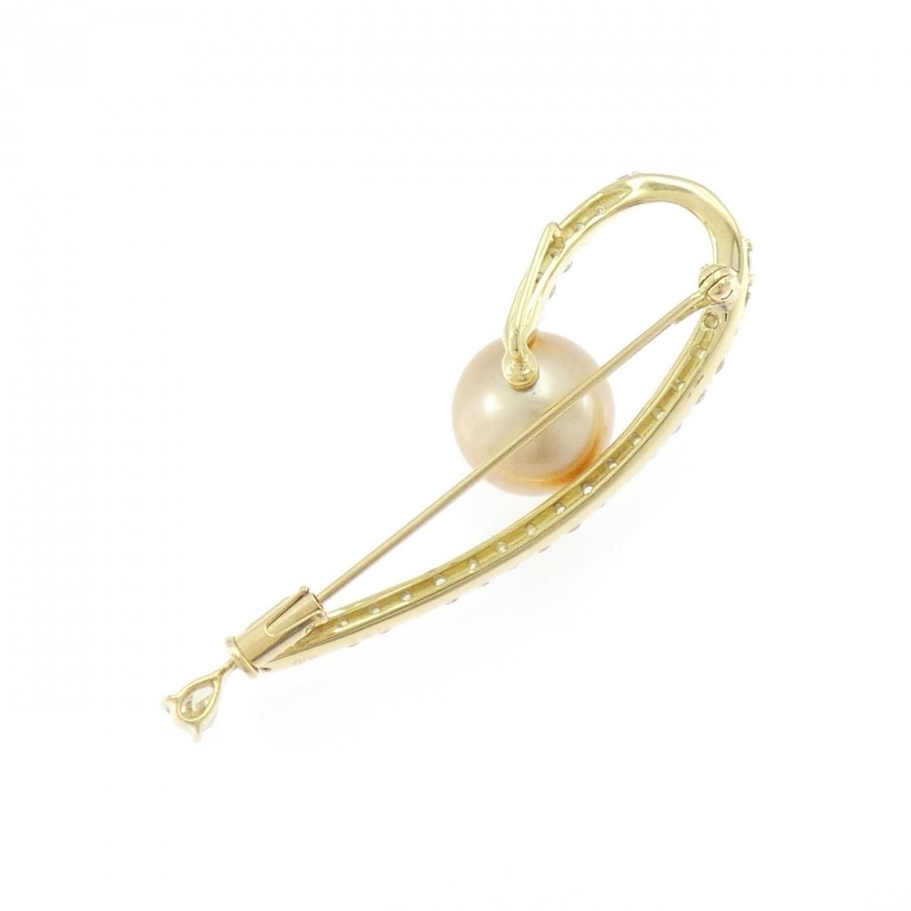 K18YG 白蝶パール ブローチ 10.3mm 南洋白蝶パールブローチ/15-16mm