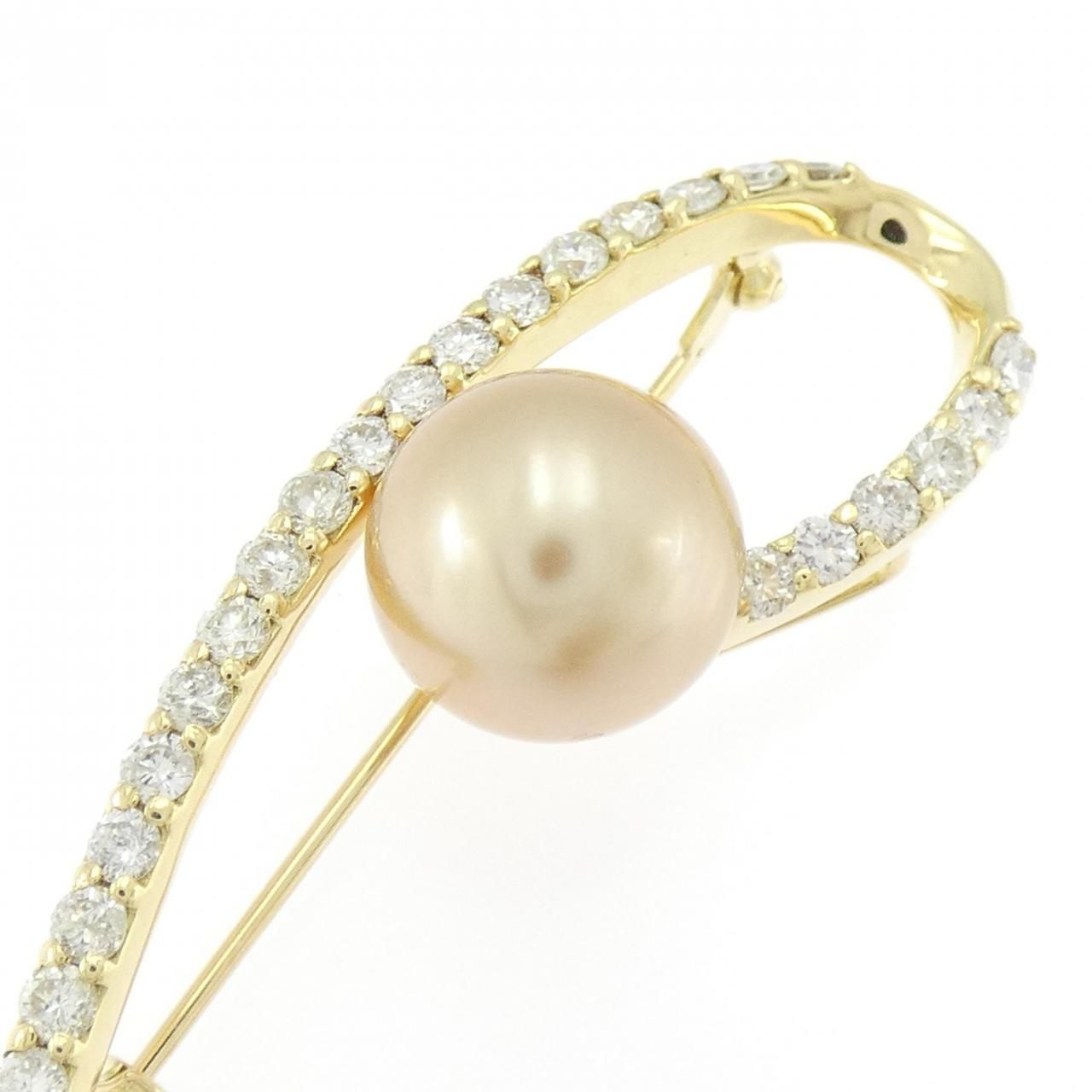 K 18 YG 白蝶パール ブローチ 10.3 mm