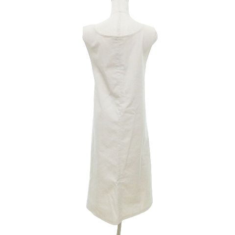 Sマックスマーラ S Max Mara クレープ キャンバス ワンピース ひざ丈 ウエストタイ ノースリーブ フ 38 Mサイズ 白 ホワイト