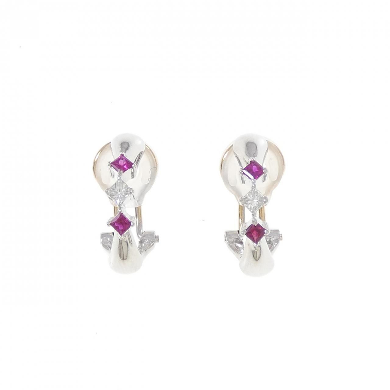 PT900 K18YG ルビー ピアス イヤリング 0.18CT