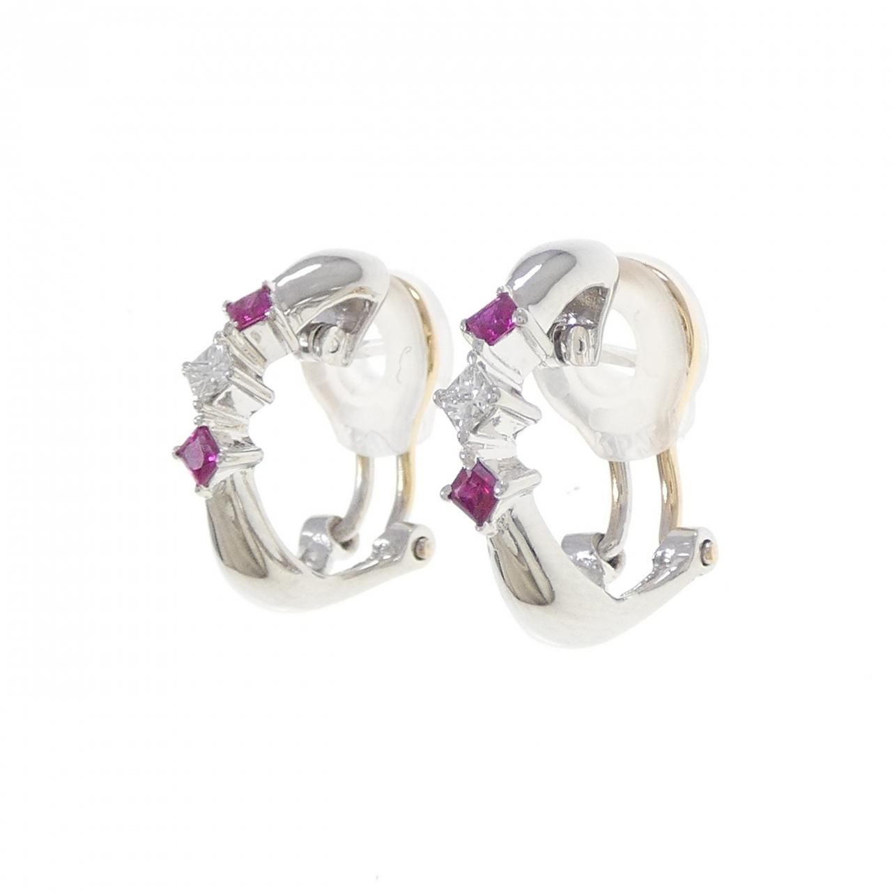 PT 900 K 18 YG ルビー ピアス イヤリング 0.18 CT