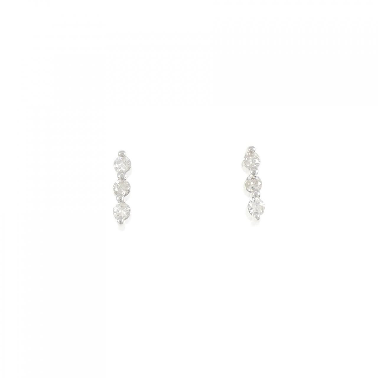 K 18 WG スリーストーン ダイヤモンド ピアス 0.20 CT