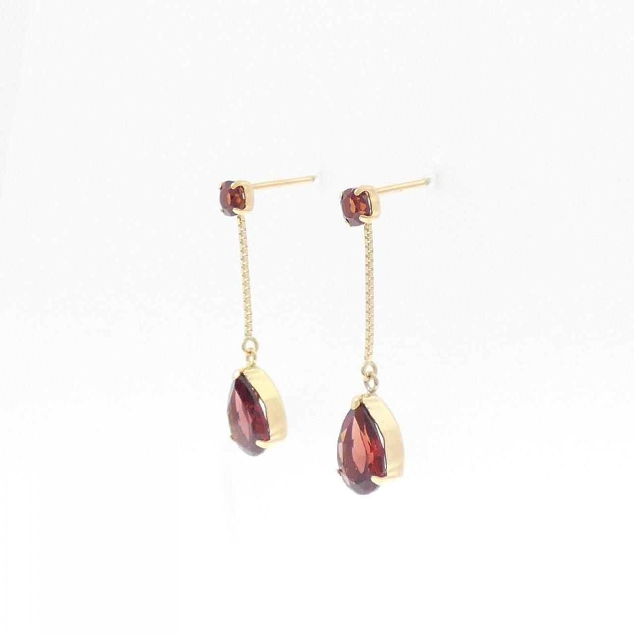 K 18 YG ガーネット ピアス 1.20 CT