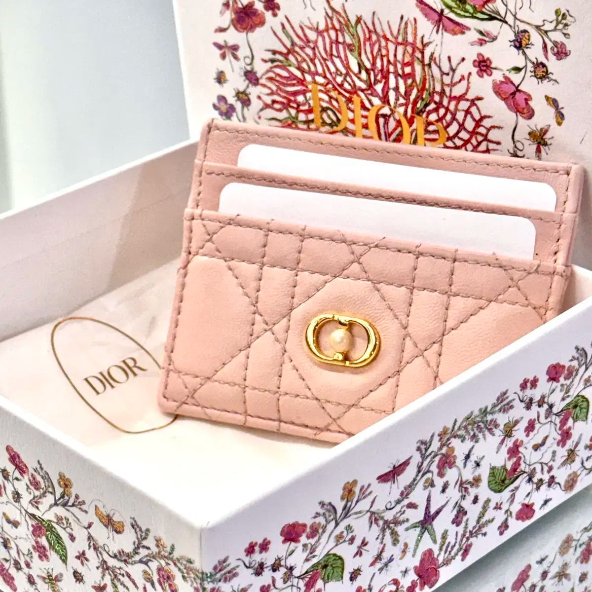 Dior Cannage Jolie Freesia カードウォレット