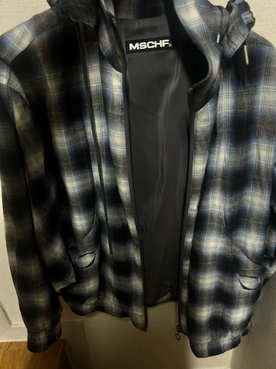 ミスチーフ ボンネット フーデッド ジャケット ブルー ブラック チェック M