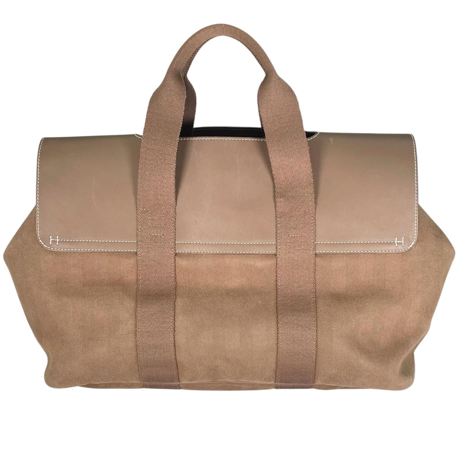 HERMES エルメス ヴァルパライソMM トートバッグ トワルシェブロン スイフト ブラウン メンズ