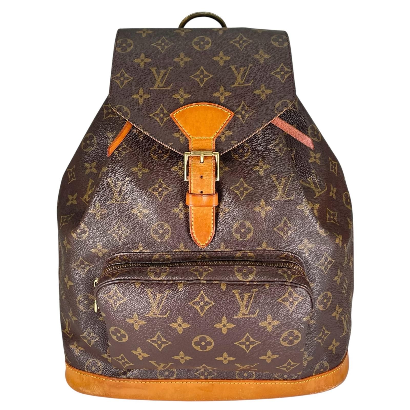 LOUIS VUITTON ルイ ヴィトン モンスリGM M51135 リュック デイパック モノグラムグラセレザー ブラウン メンズ