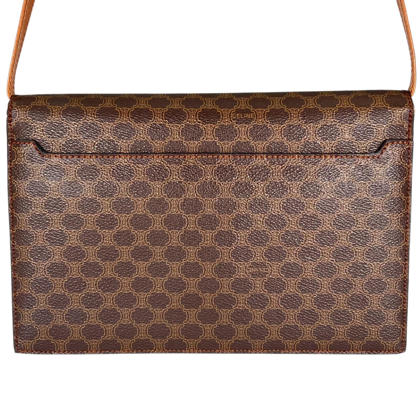 CELINE セリーヌ クラッチバッグ PVC ブラウン レディース 2way マカダム柄