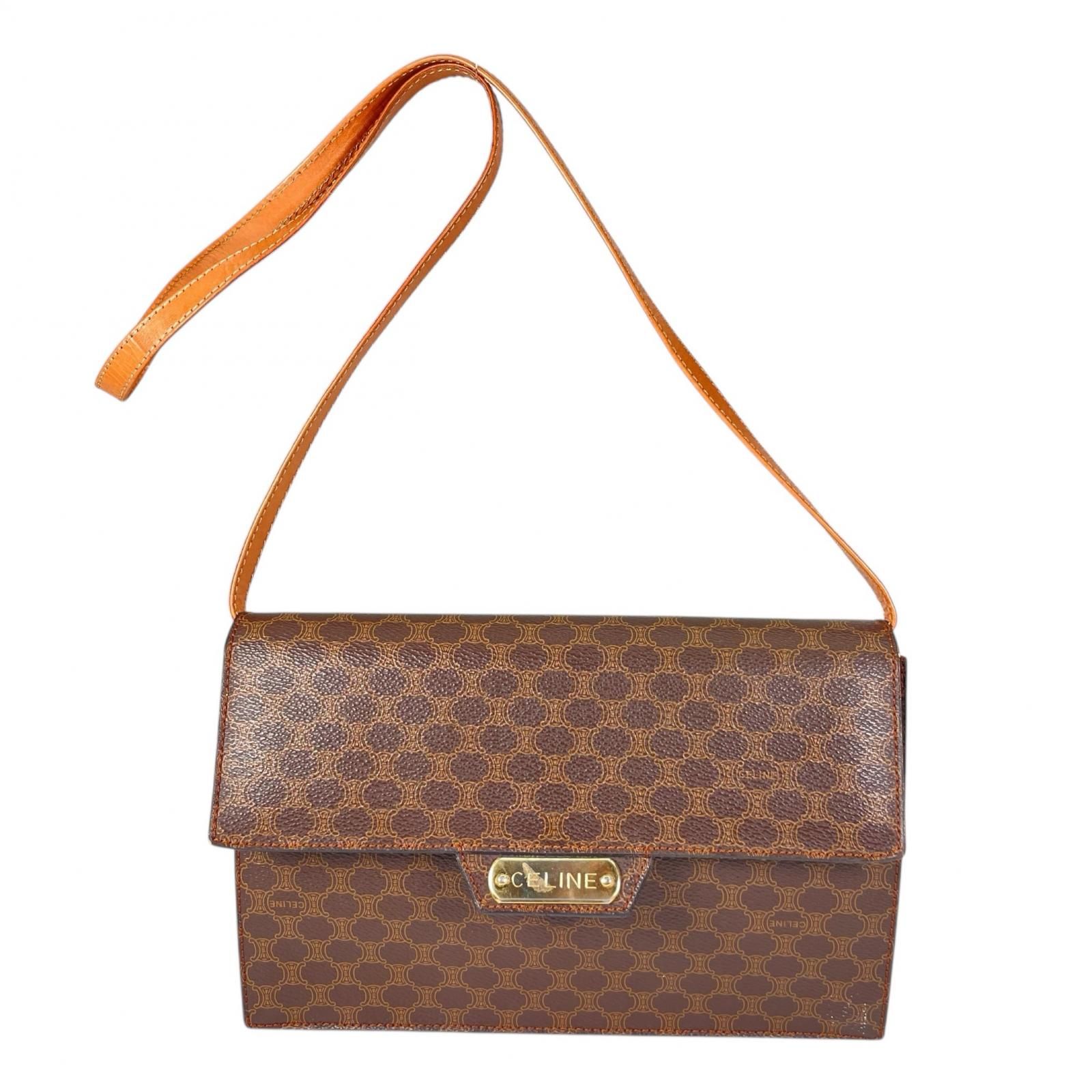 CELINE セリーヌ クラッチバッグ PVC ブラウン レディース 2way マカダム柄