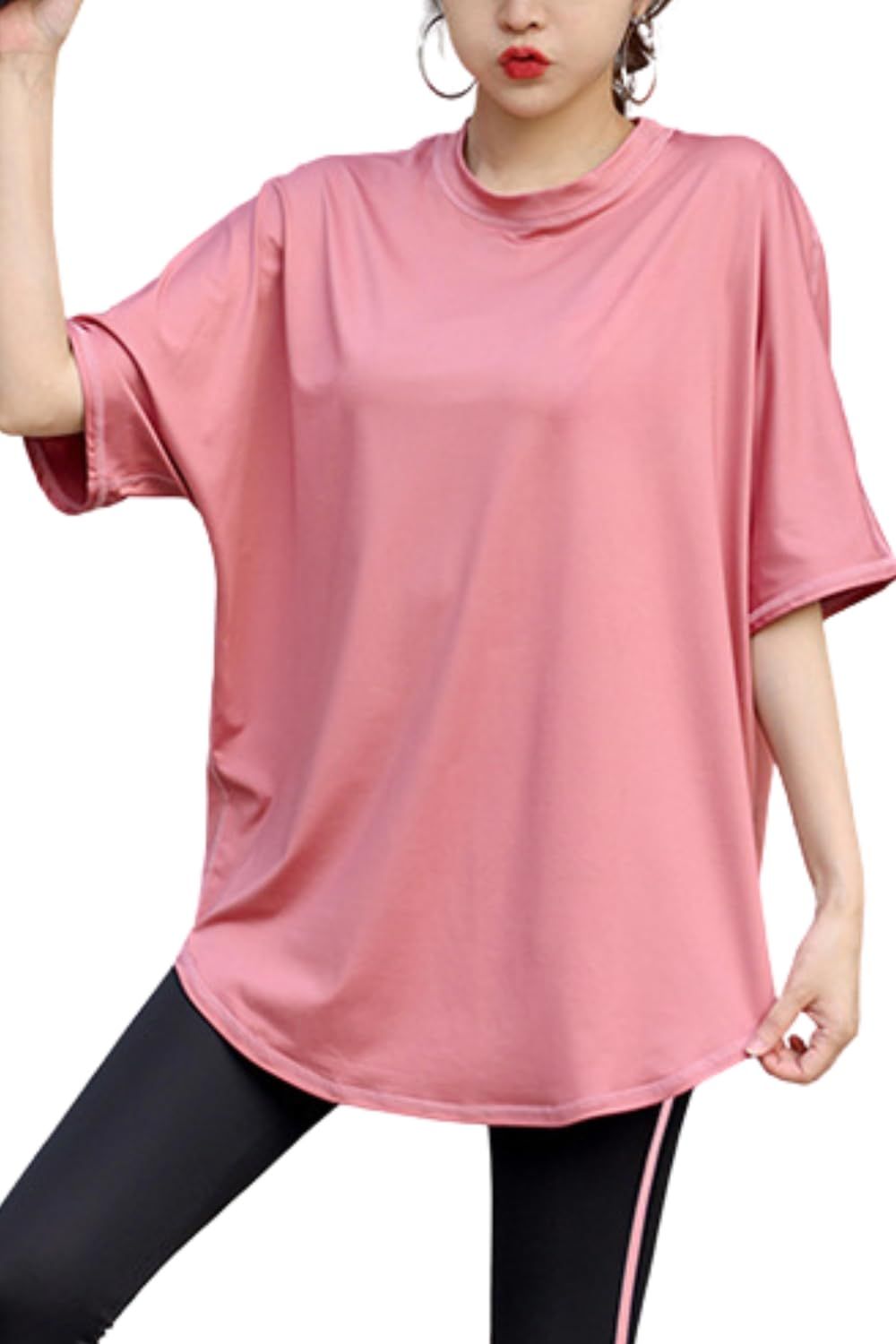 定番人気，送料無料 【在庫処分】ピラティス ppi-ssd028 ロング丈 Tシャツ 体型カバー トップス レディース ヨガウェア [VeroMan] Tシャツ