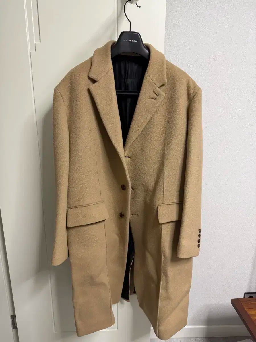 STU 3ボタン オーバーサイズ ピンタック キャメル コート