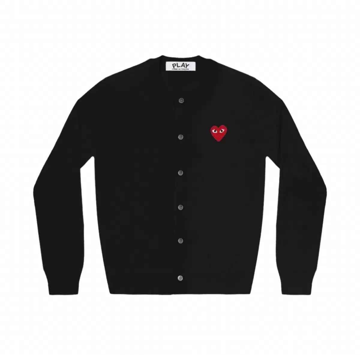 コム デ ギャルソン レッド ハート ニット カーディガン ブラック