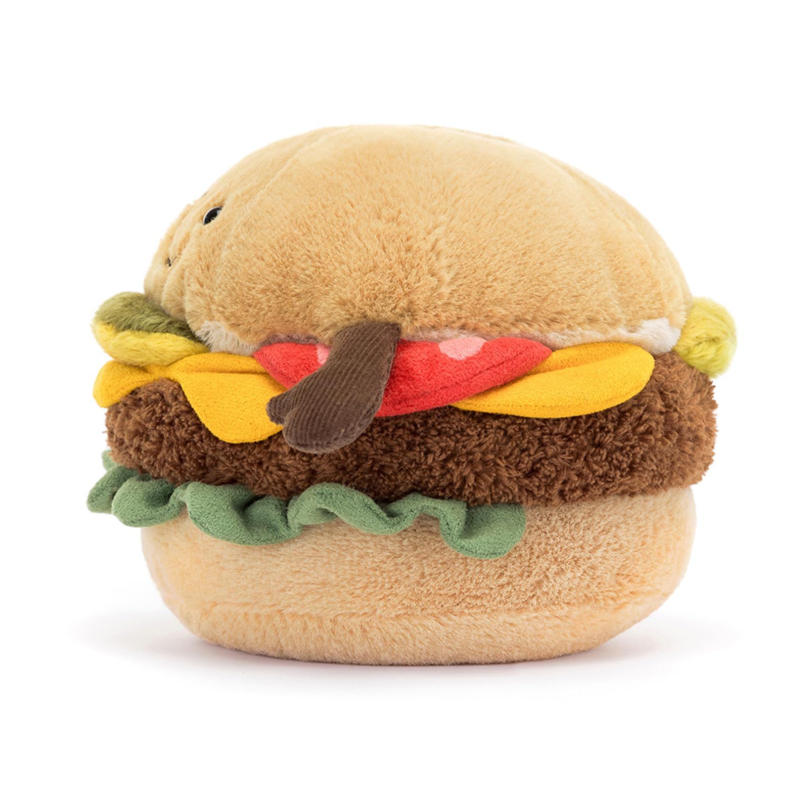 Jellycat Amuseables Burger ぬいぐるみ 4.5インチ - 食べ物のぬいぐるみ 楽しいギフトアイデア