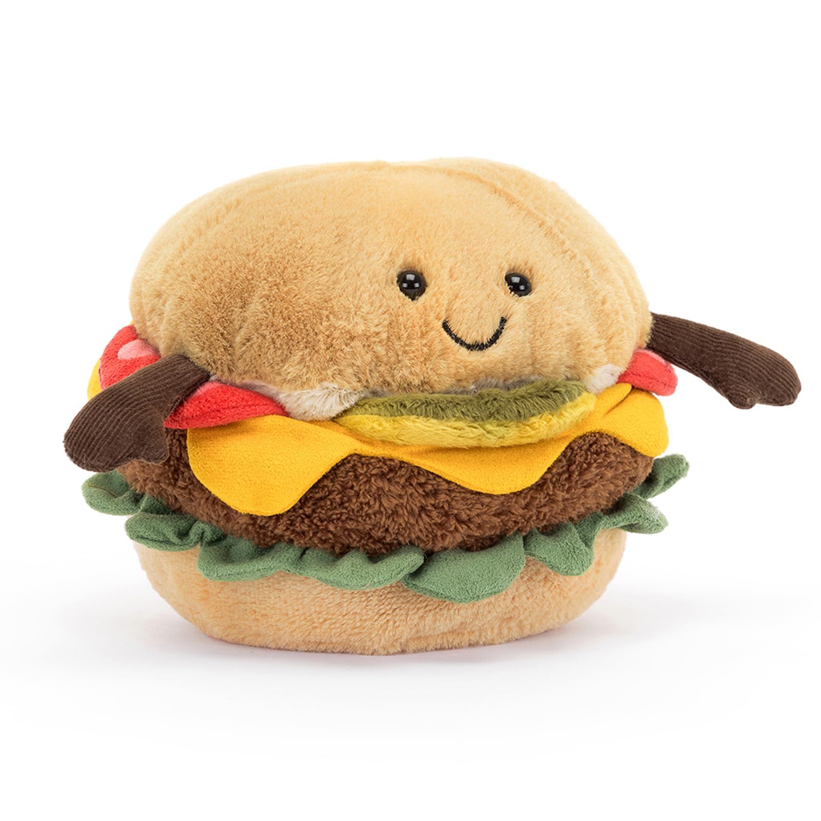 Jellycat Amuseables Burger ぬいぐるみ 4.5インチ - 食べ物のぬいぐるみ - 楽しいギフトアイデア